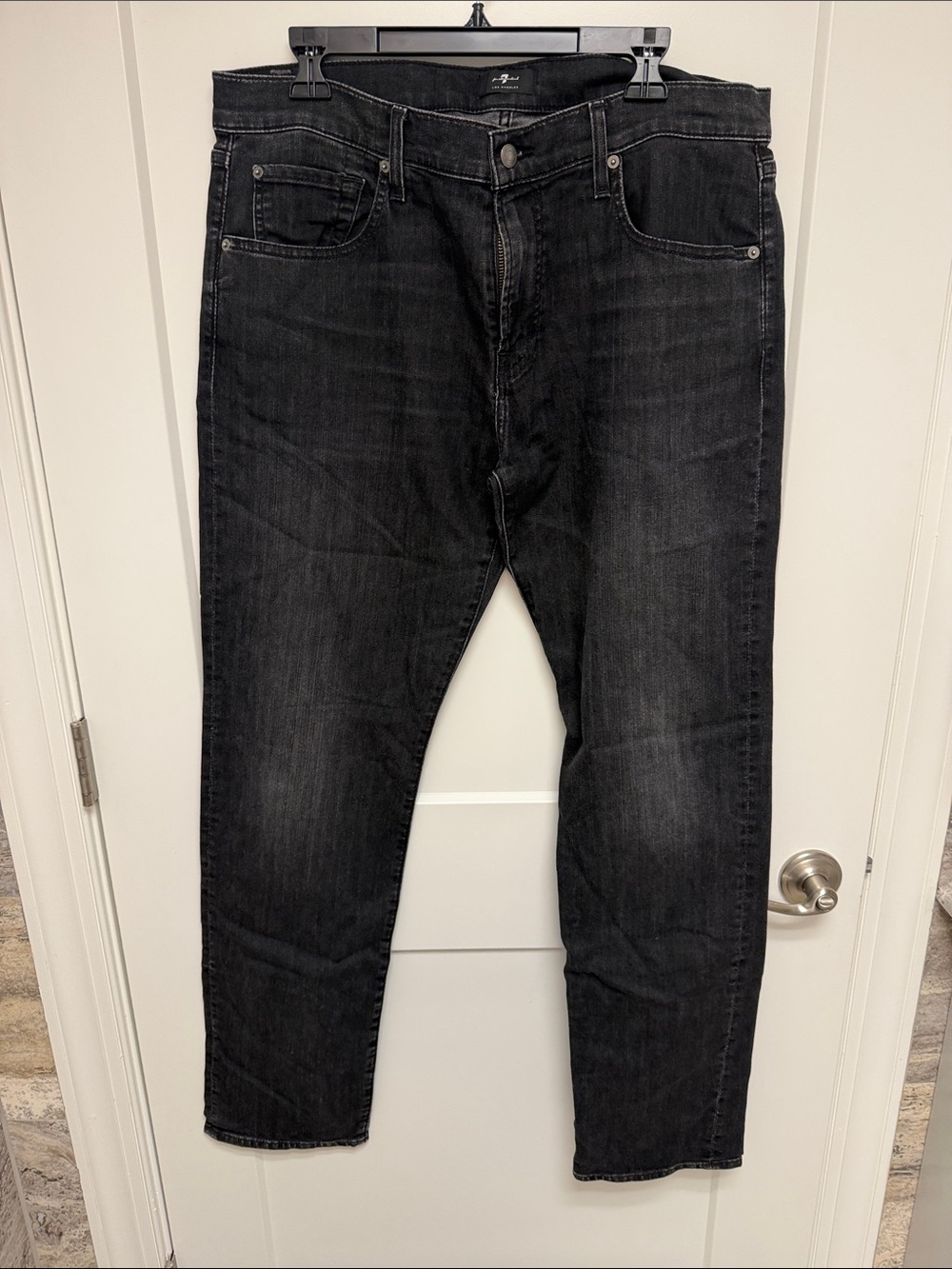 7 For All Mankind Men's Slim Straight Black Denim Jeans